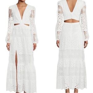 Gianni Bini Raelynn Embroidered Eyelet
Lace Long Sleeve White Maxi